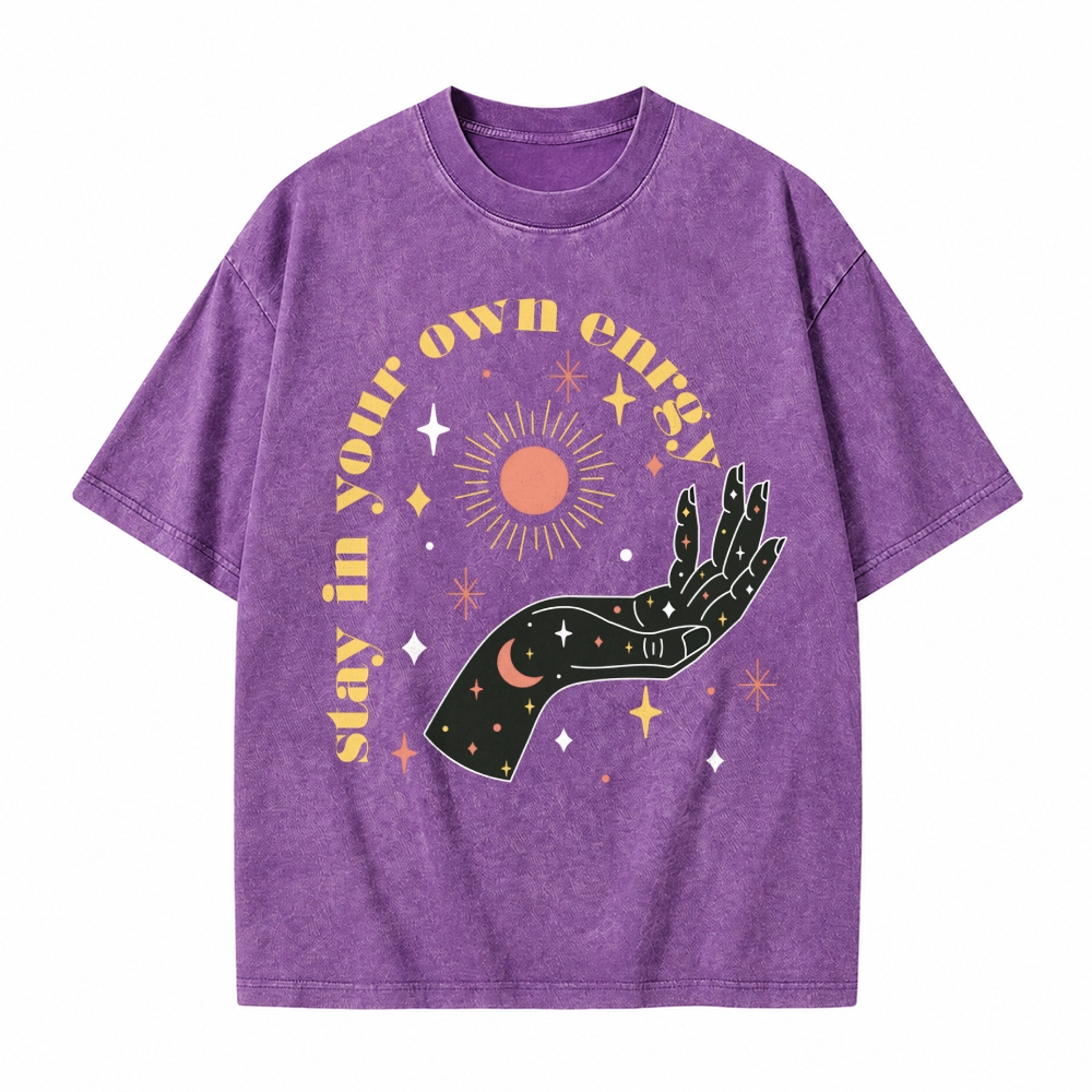 Moonnora Stay in your Own Energy Tarot Card On Comfort Colors Washed T-Shirt