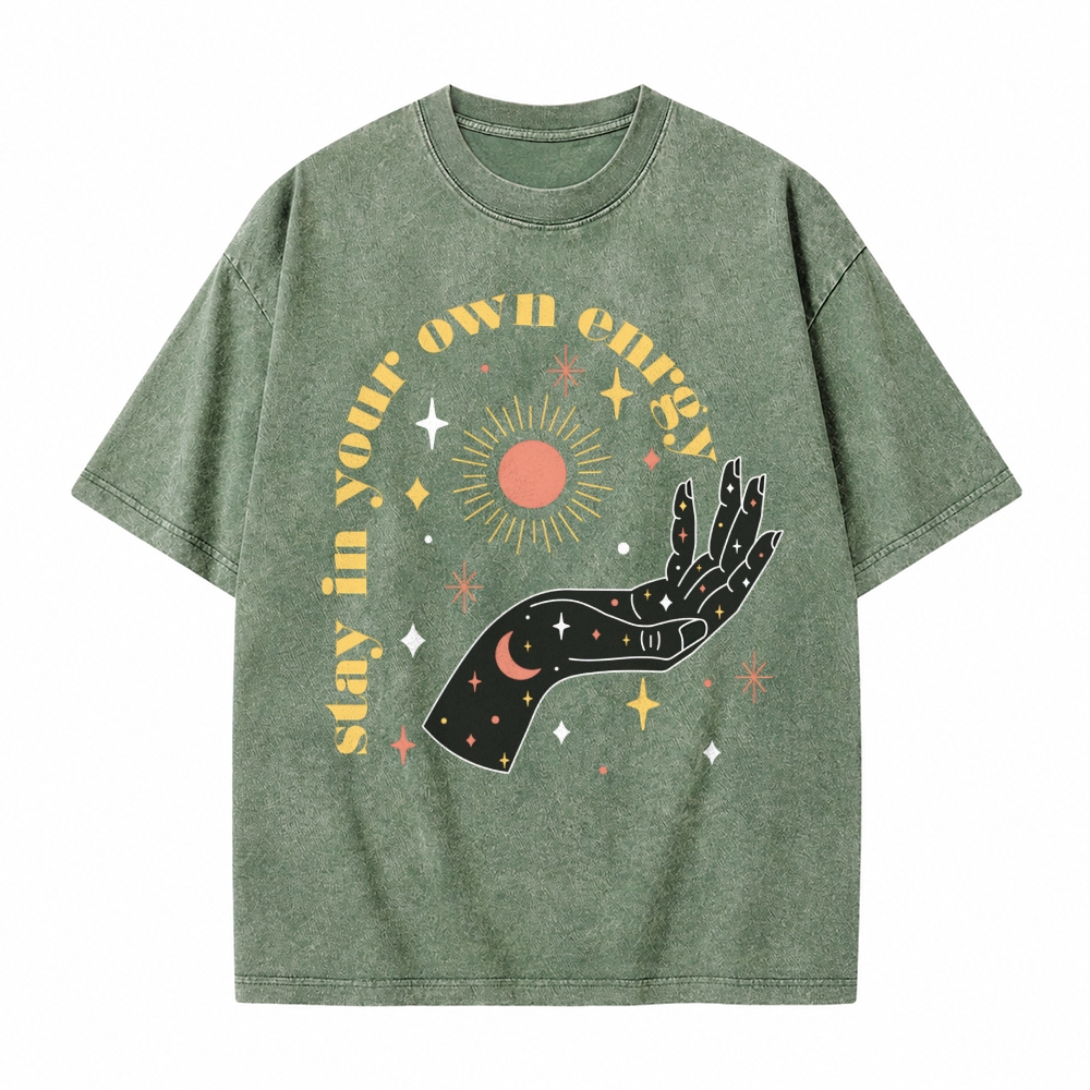 Moonnora Stay in your Own Energy Tarot Card On Comfort Colors Washed T-Shirt