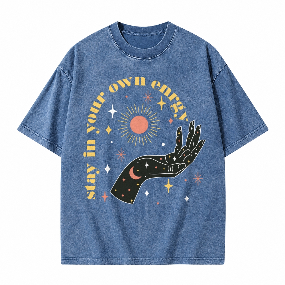 Moonnora Stay in your Own Energy Tarot Card On Comfort Colors Washed T-Shirt