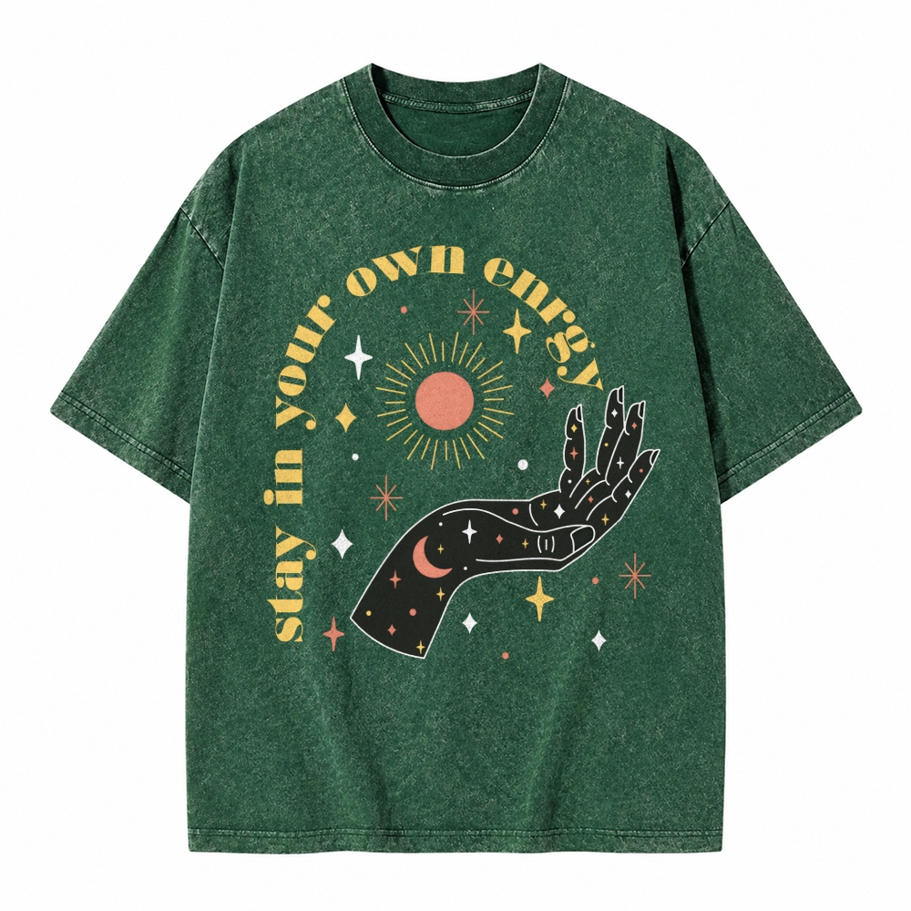 Moonnora Stay in your Own Energy Tarot Card On Comfort Colors Washed T-Shirt