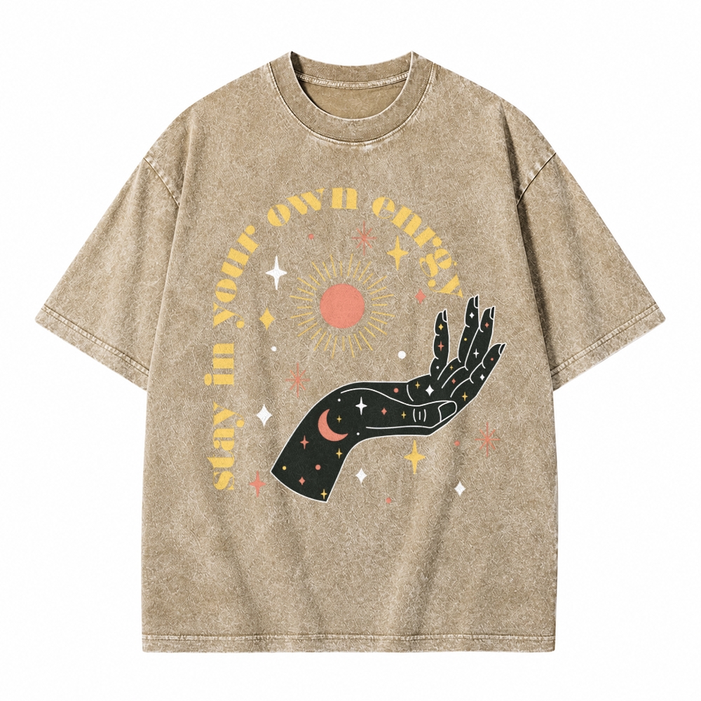 Moonnora Stay in your Own Energy Tarot Card On Comfort Colors Washed T-Shirt