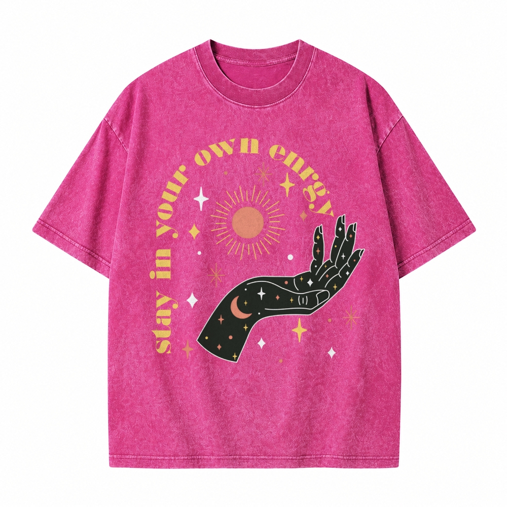 Moonnora Stay in your Own Energy Tarot Card On Comfort Colors Washed T-Shirt