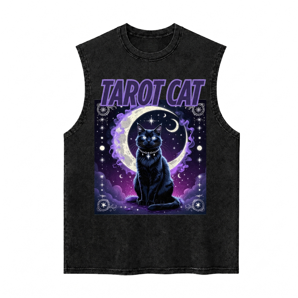 Moonnora Celestial Tarot Cat The Moon Reimagined Tarot Card On Comfort Colors Washed Tank