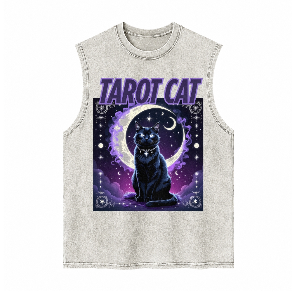 Moonnora Celestial Tarot Cat The Moon Reimagined Tarot Card On Comfort Colors Washed Tank