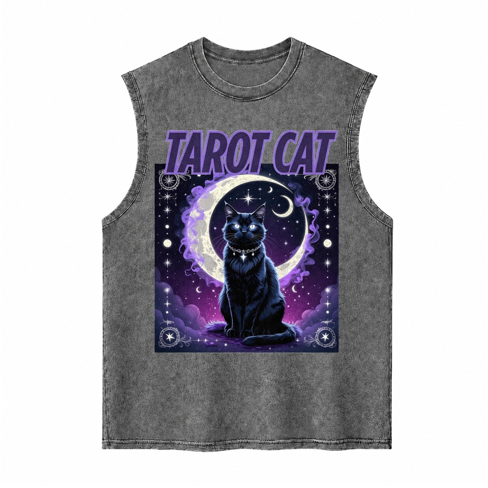 Moonnora Celestial Tarot Cat The Moon Reimagined Tarot Card On Comfort Colors Washed Tank
