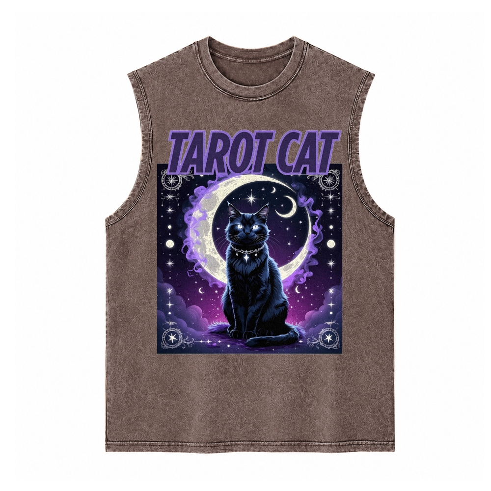 Moonnora Celestial Tarot Cat The Moon Reimagined Tarot Card On Comfort Colors Washed Tank