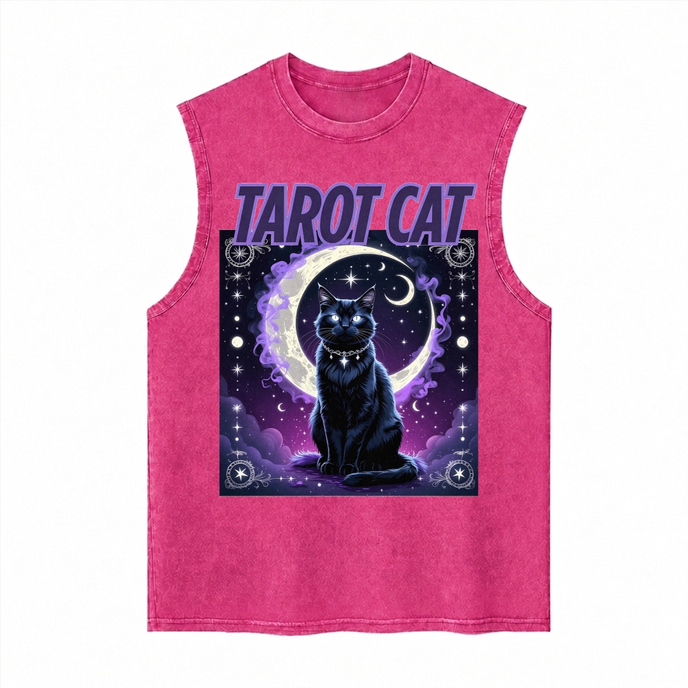Moonnora Celestial Tarot Cat The Moon Reimagined Tarot Card On Comfort Colors Washed Tank