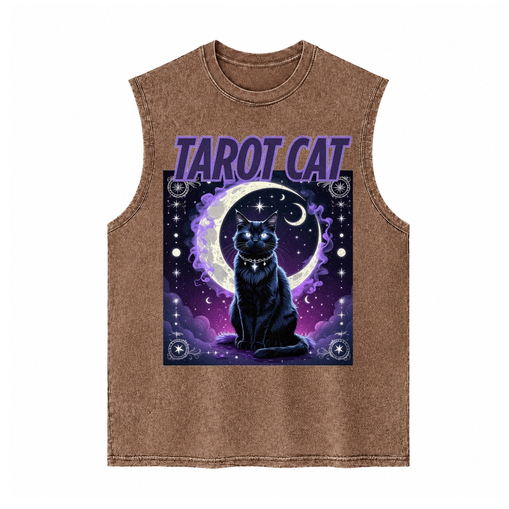 Moonnora Celestial Tarot Cat The Moon Reimagined Tarot Card On Comfort Colors Washed Tank