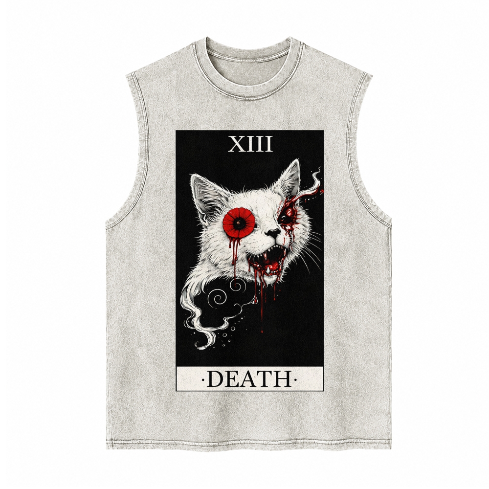Moonnora Death Tarot Card Cat Art Tarot Card On Comfort Colors Washed Tank