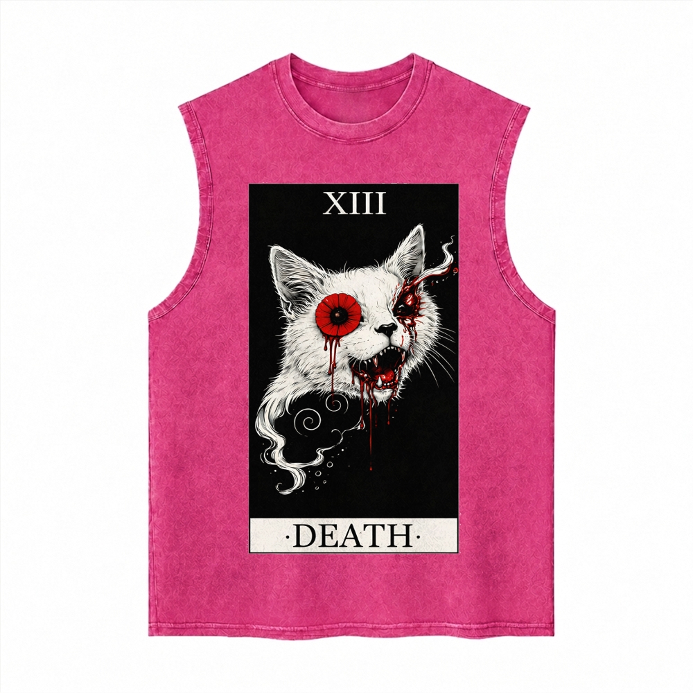 Moonnora Death Tarot Card Cat Art Tarot Card On Comfort Colors Washed Tank