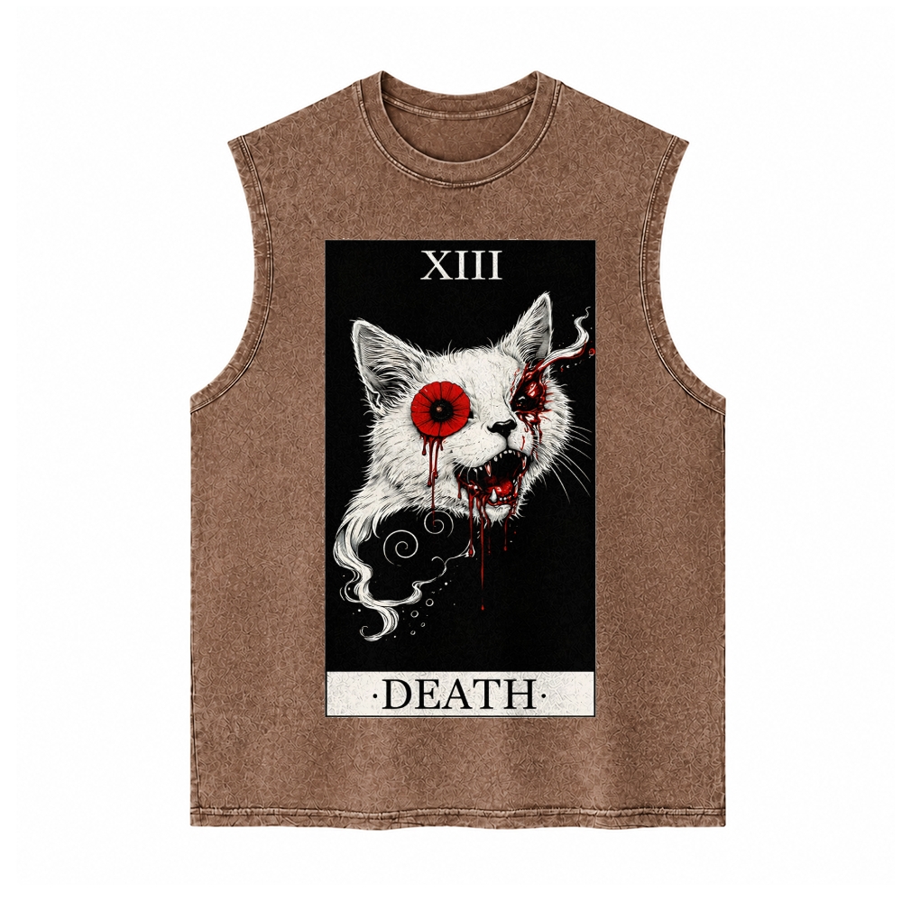 Moonnora Death Tarot Card Cat Art Tarot Card On Comfort Colors Washed Tank