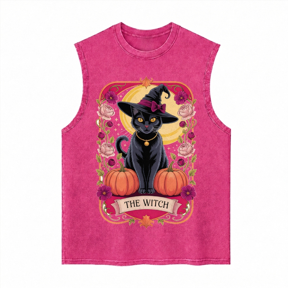 Moonnora The Witch Black Cat Tarot Card On Comfort Colors Washed Tank