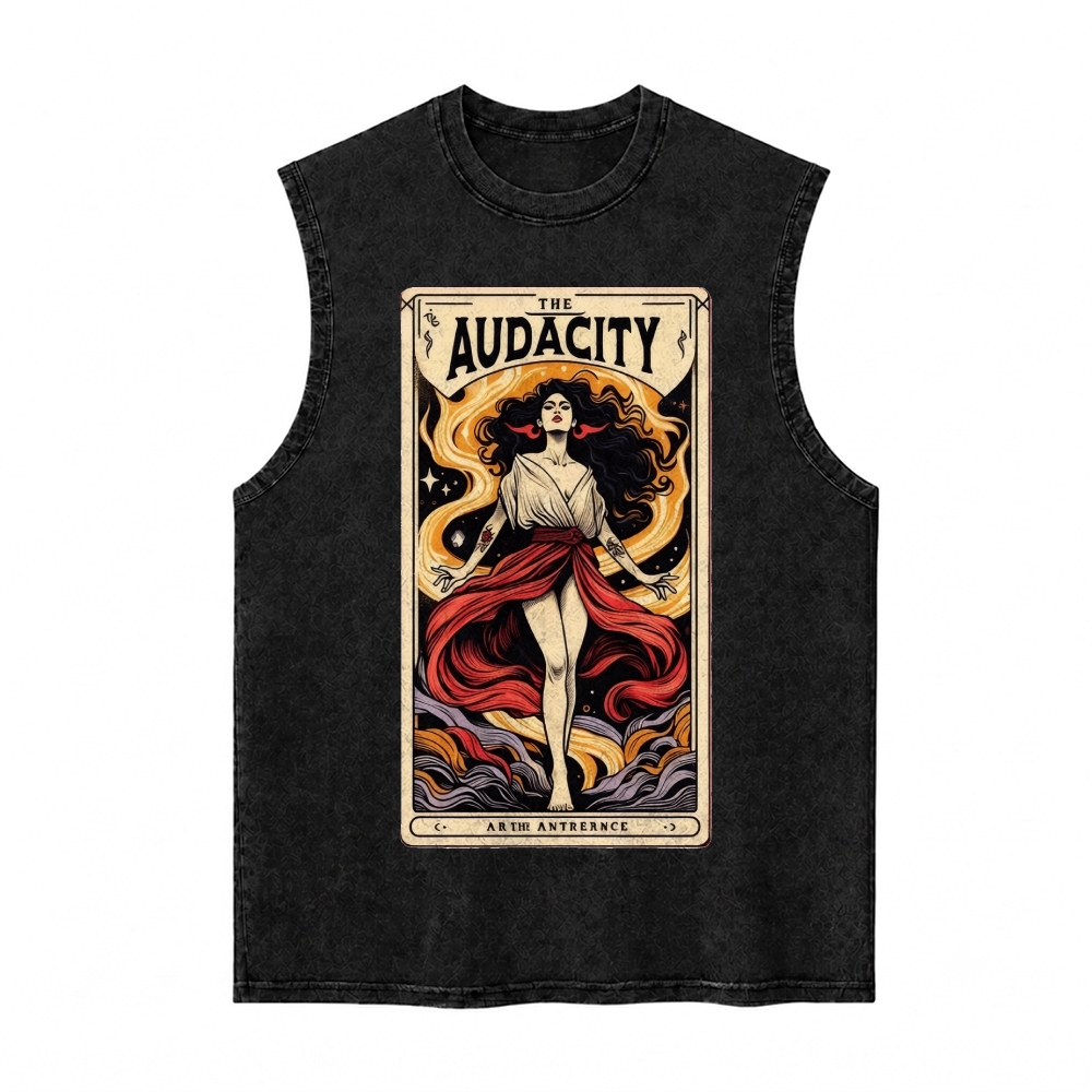 Moonnora The Audacity Feminist Empowerment Tarot Card On Comfort Colors Washed Tank