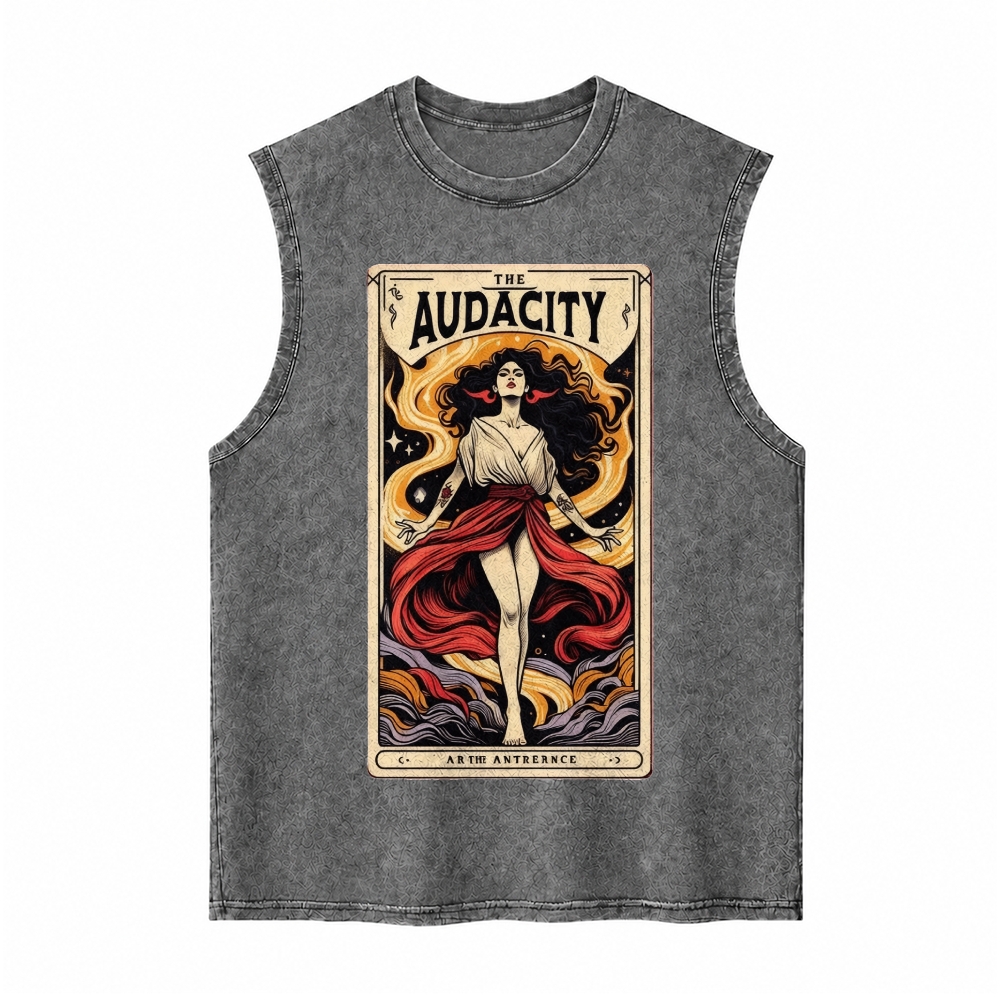 Moonnora The Audacity Feminist Empowerment Tarot Card On Comfort Colors Washed Tank