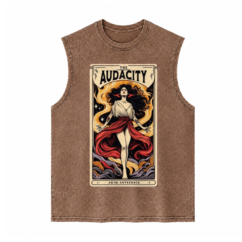 Moonnora The Audacity Feminist Empowerment Tarot Card On Comfort Colors Washed Tank