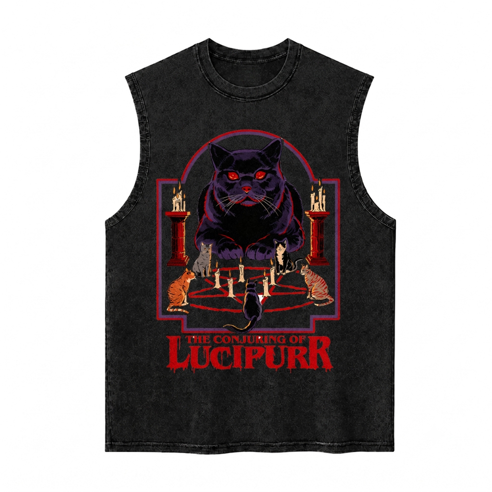 Moonnora Lucipurr Cat Tarot Card On Comfort Colors Washed Tank