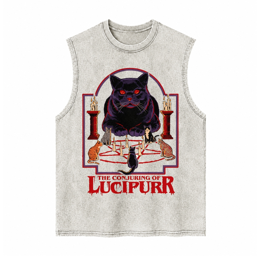 Moonnora Lucipurr Cat Tarot Card On Comfort Colors Washed Tank