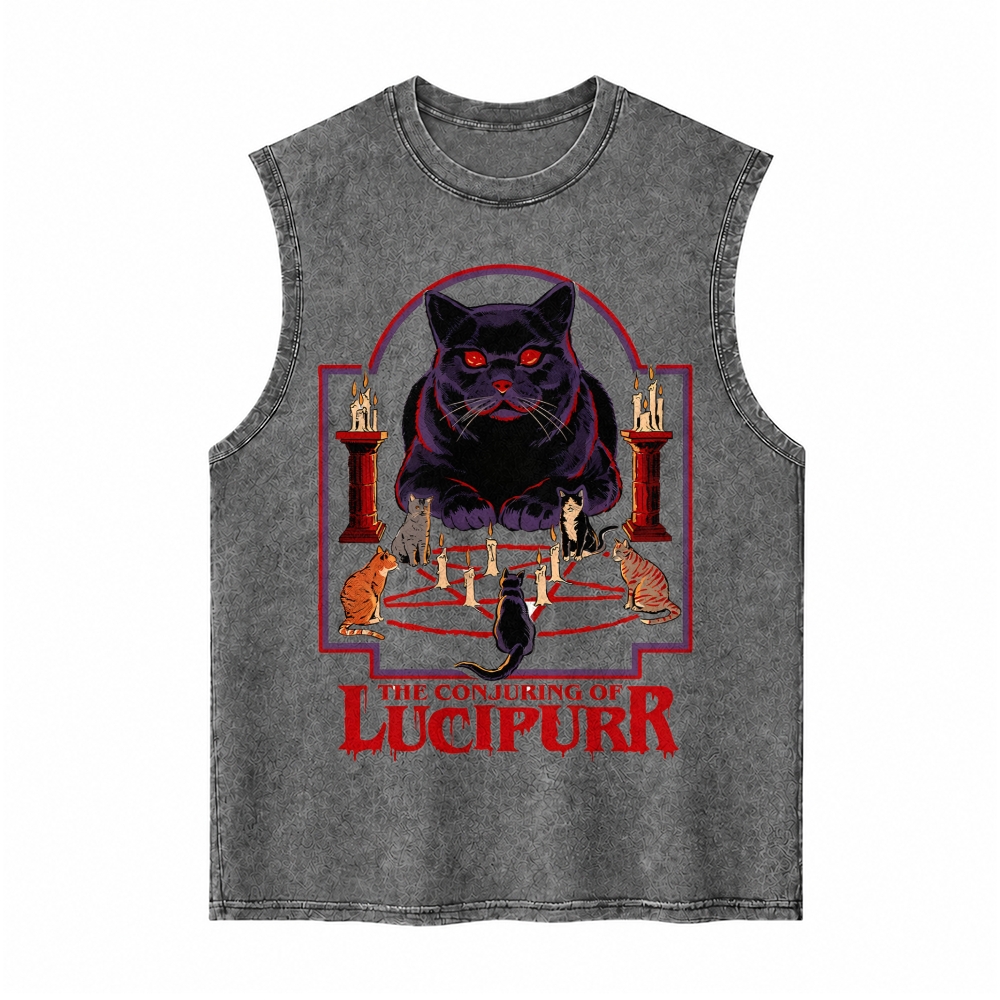 Moonnora Lucipurr Cat Tarot Card On Comfort Colors Washed Tank