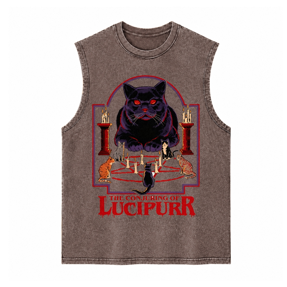Moonnora Lucipurr Cat Tarot Card On Comfort Colors Washed Tank