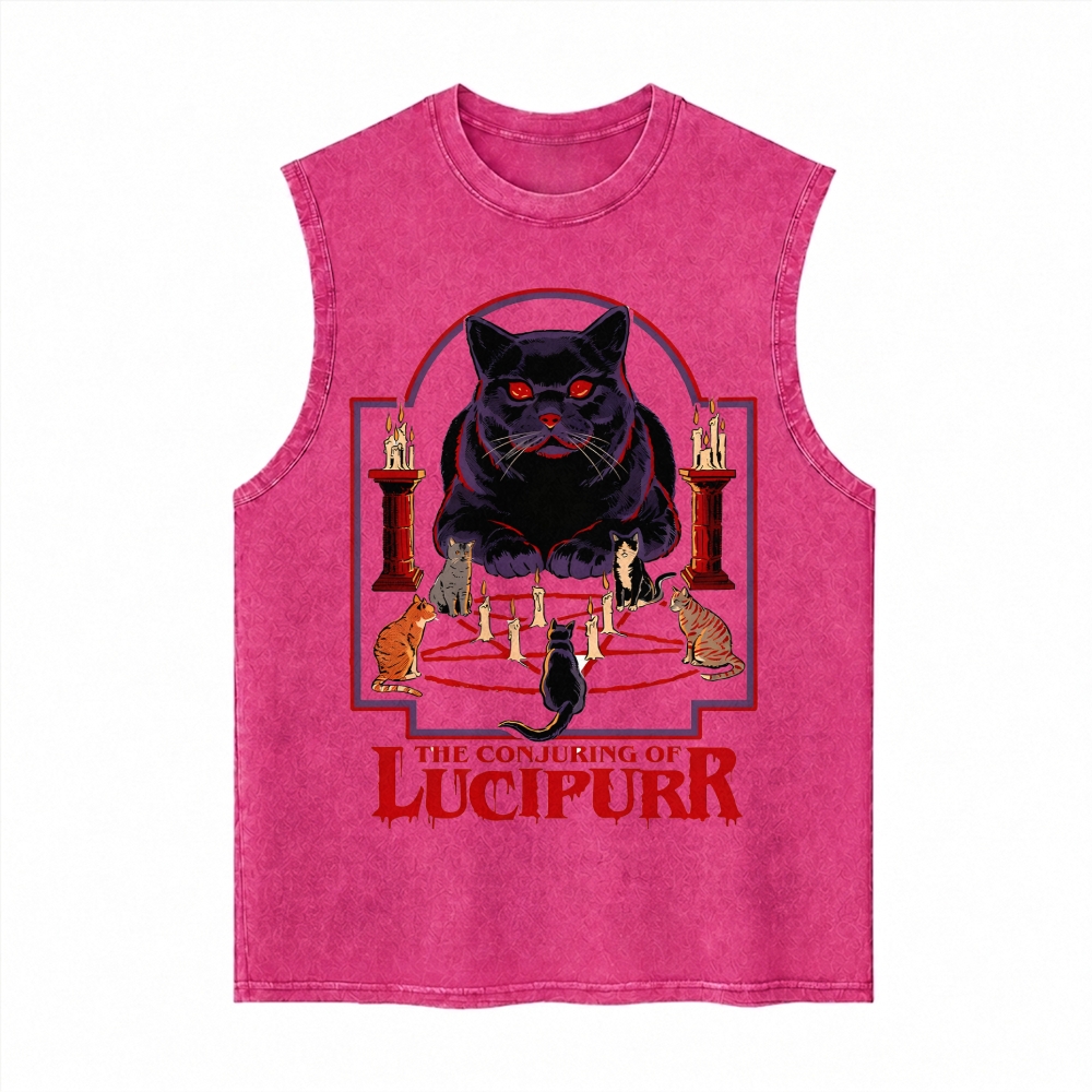 Moonnora Lucipurr Cat Tarot Card On Comfort Colors Washed Tank
