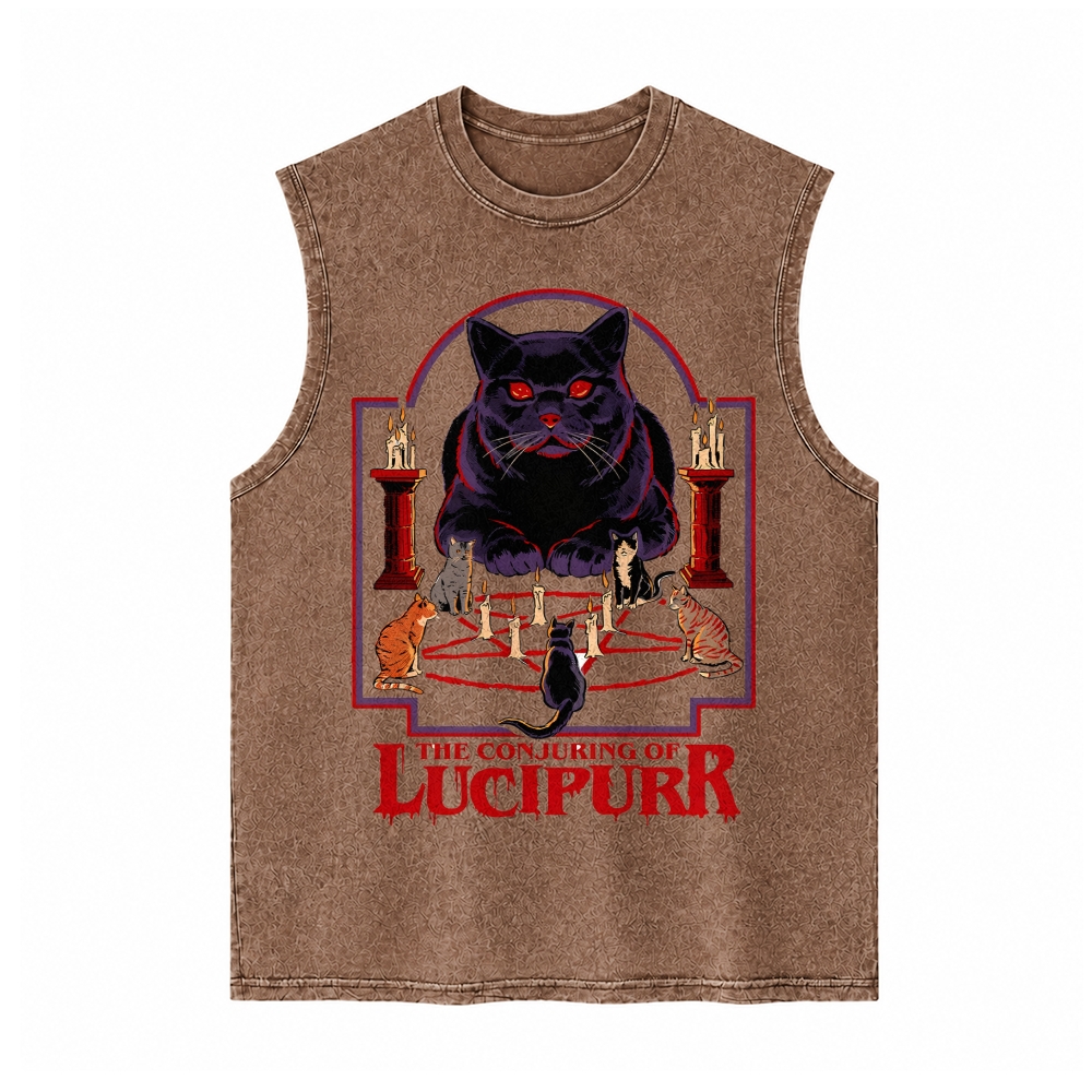 Moonnora Lucipurr Cat Tarot Card On Comfort Colors Washed Tank