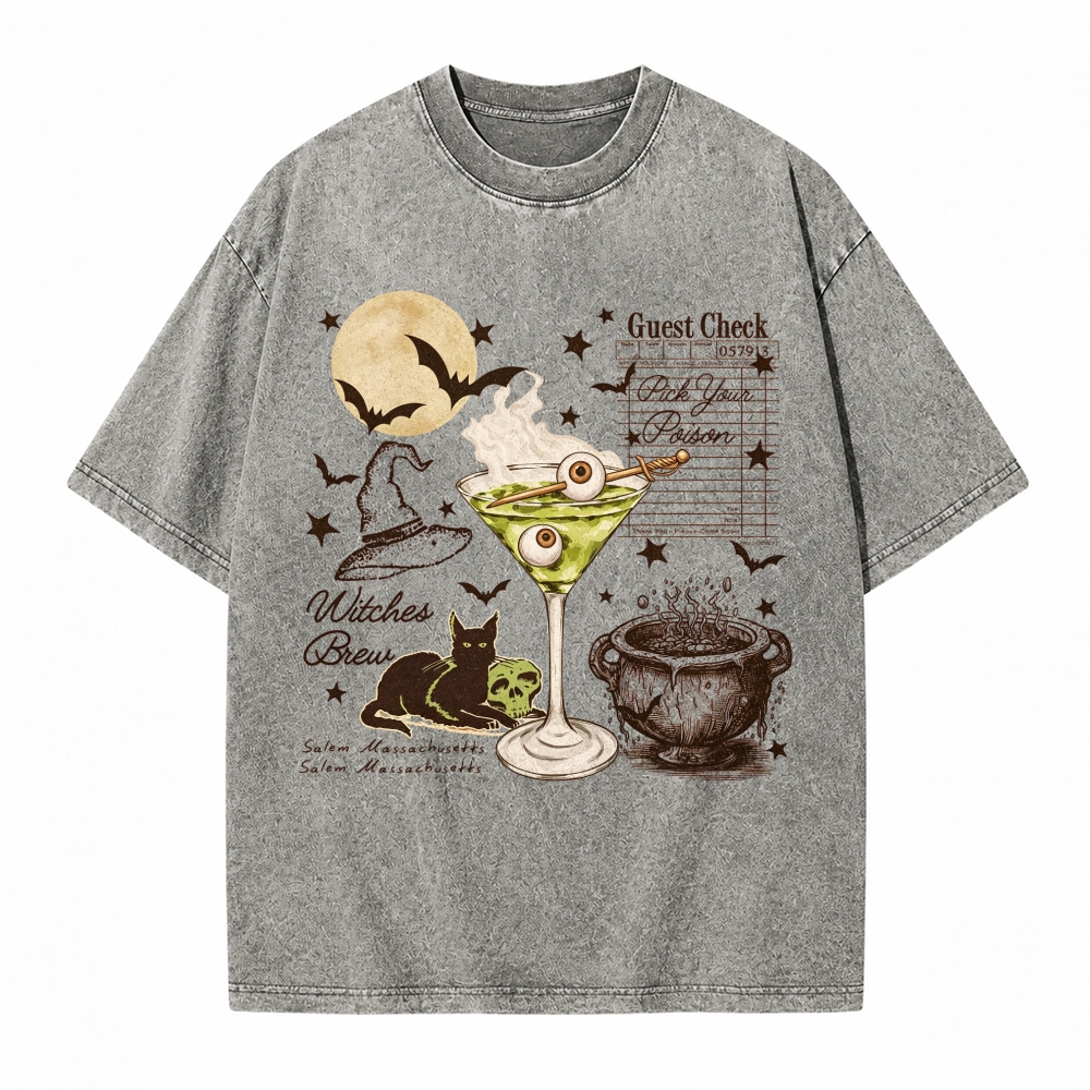 Moonnora Pick Your Poison Halloween Retro Tarot Card On Comfort Colors Washed T-Shirt