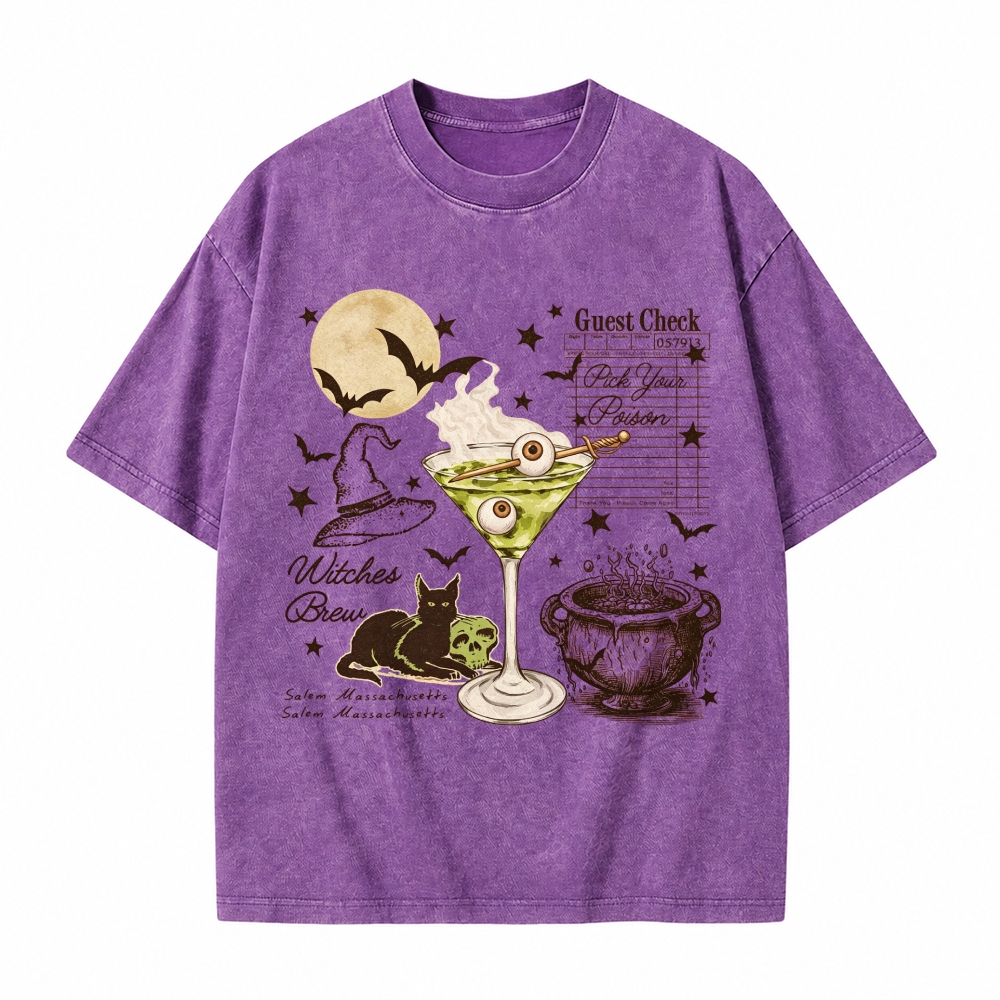 Moonnora Pick Your Poison Halloween Retro Tarot Card On Comfort Colors Washed T-Shirt
