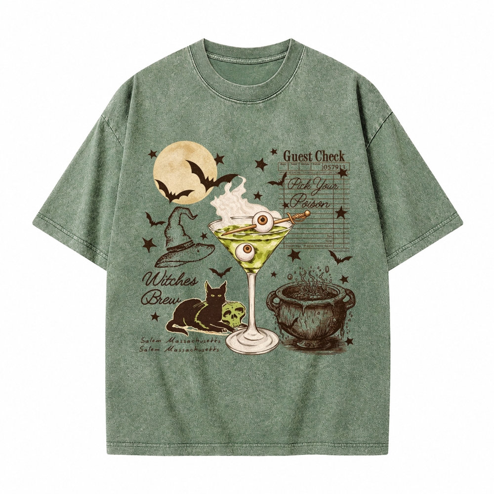 Moonnora Pick Your Poison Halloween Retro Tarot Card On Comfort Colors Washed T-Shirt