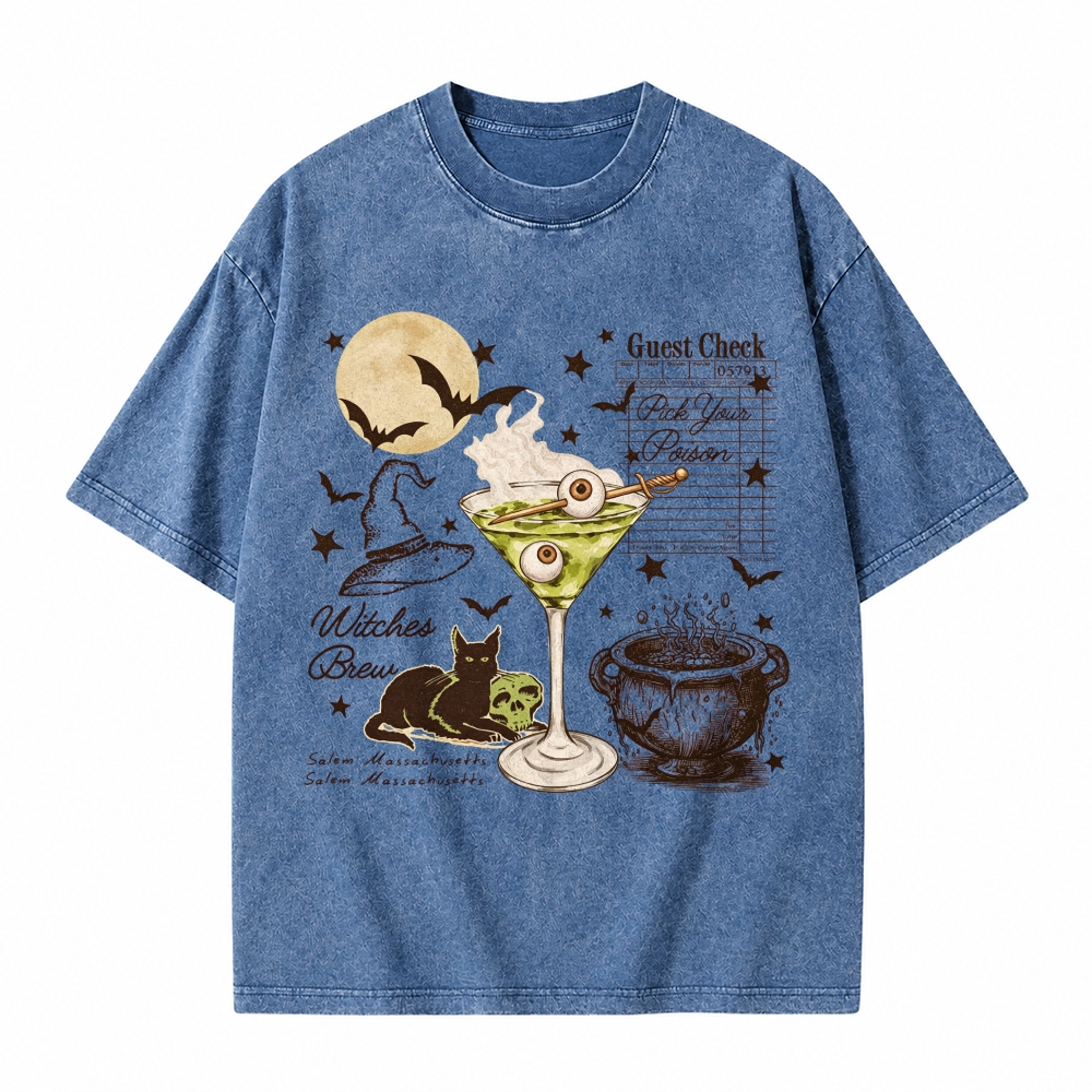 Moonnora Pick Your Poison Halloween Retro Tarot Card On Comfort Colors Washed T-Shirt