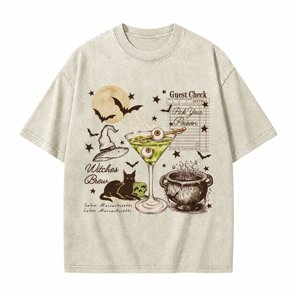 Moonnora Pick Your Poison Halloween Retro Tarot Card On Comfort Colors Washed T-Shirt