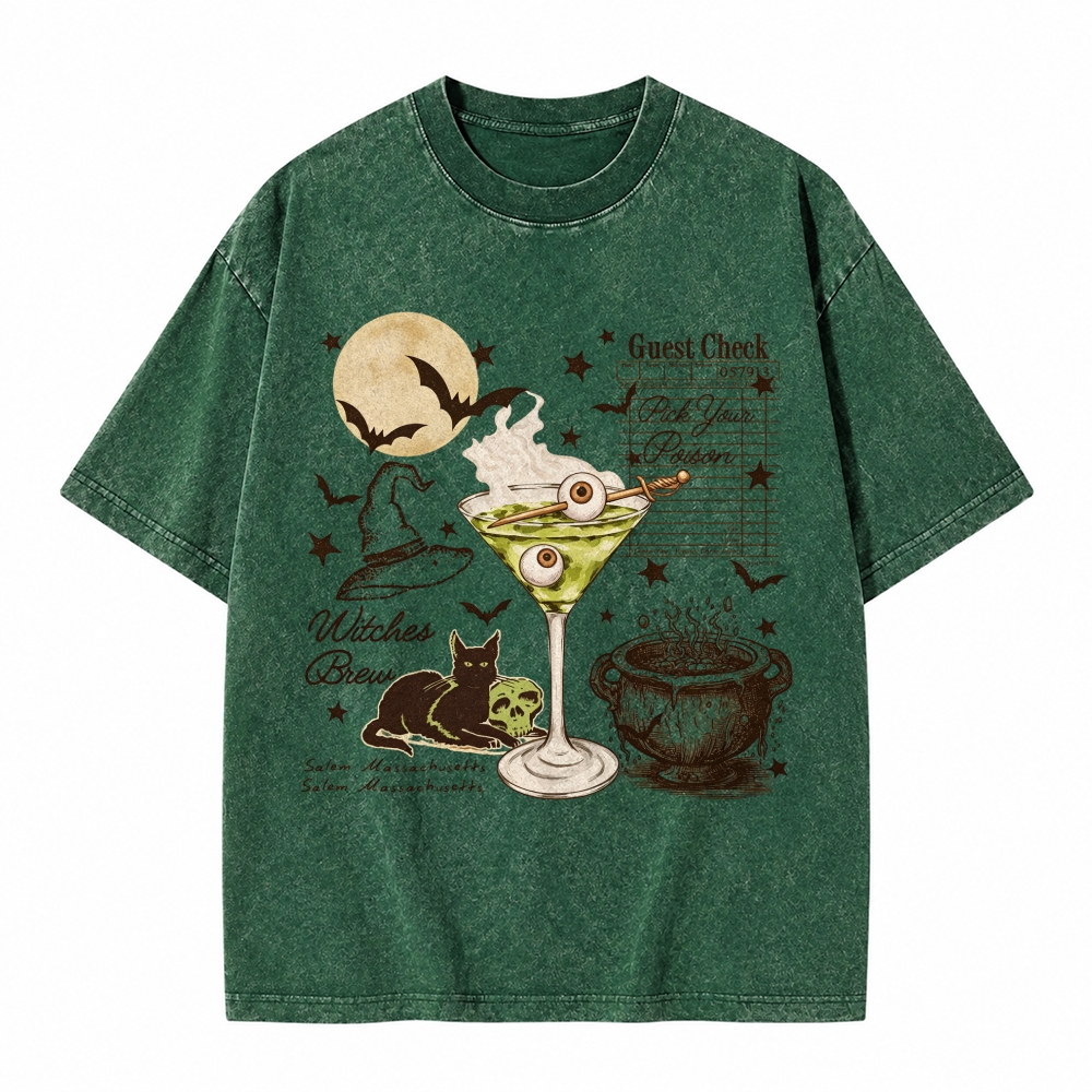 Moonnora Pick Your Poison Halloween Retro Tarot Card On Comfort Colors Washed T-Shirt