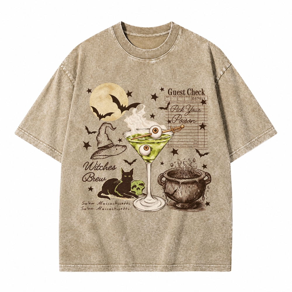 Moonnora Pick Your Poison Halloween Retro Tarot Card On Comfort Colors Washed T-Shirt