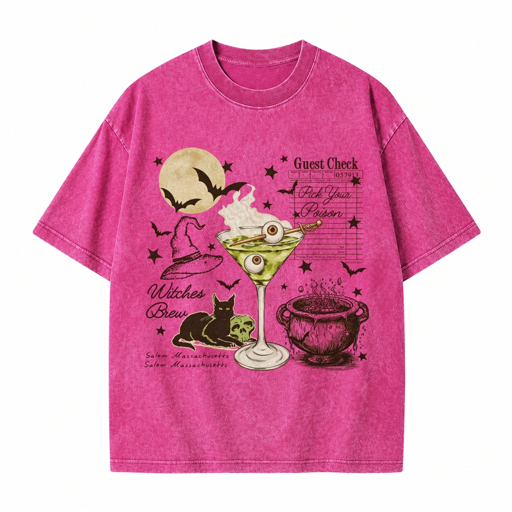 Moonnora Pick Your Poison Halloween Retro Tarot Card On Comfort Colors Washed T-Shirt