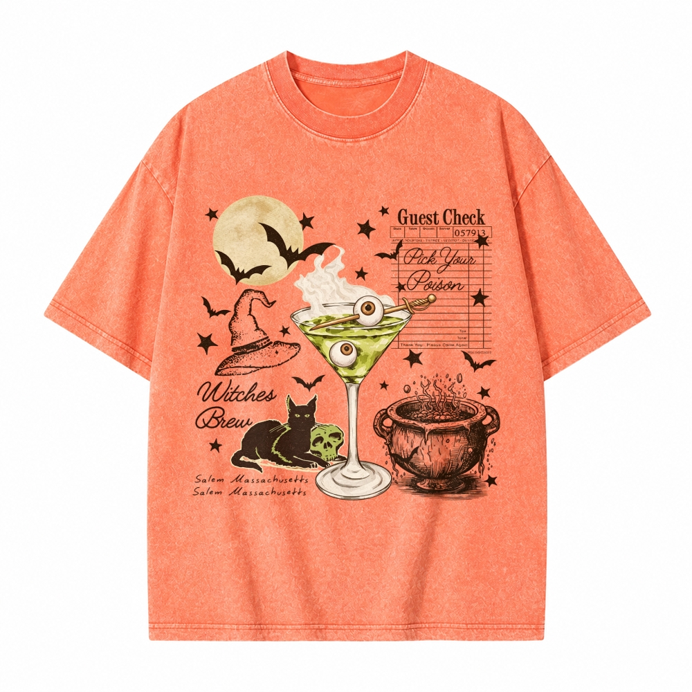 Moonnora Pick Your Poison Halloween Retro Tarot Card On Comfort Colors Washed T-Shirt