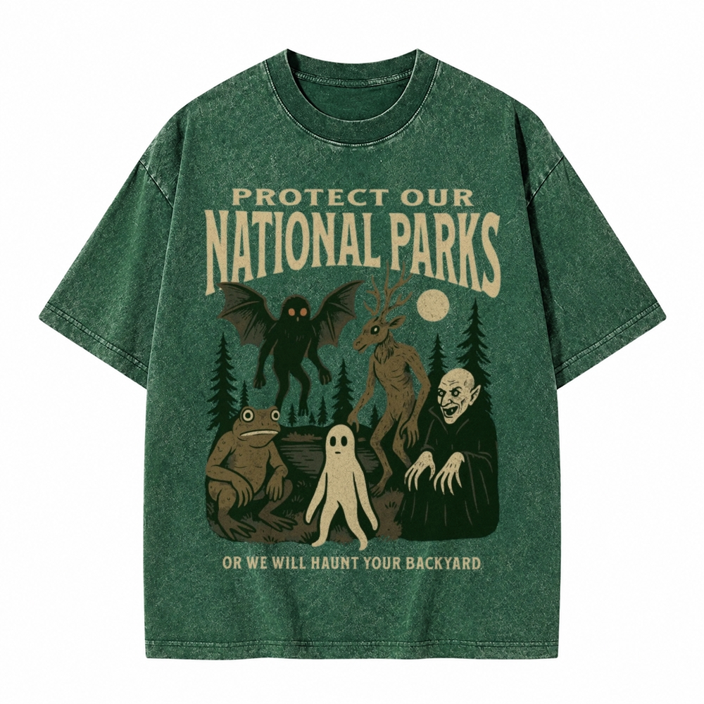 Moonnora Cryptidcore Aesthetic Alt National Park Tarot Card On Comfort Colors Washed T-Shirt