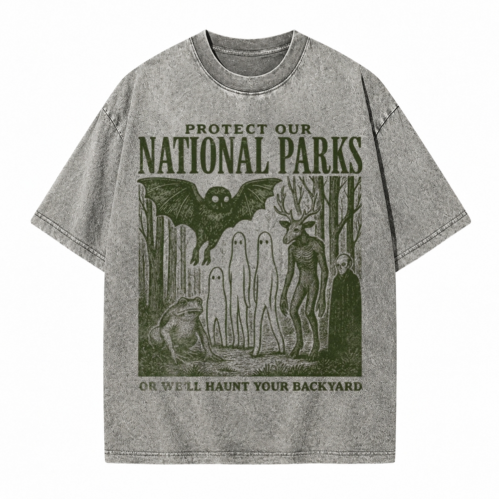 Moonnora Mothman Cryptid Alt National Park Tarot Card On Comfort Colors Washed T-Shirt
