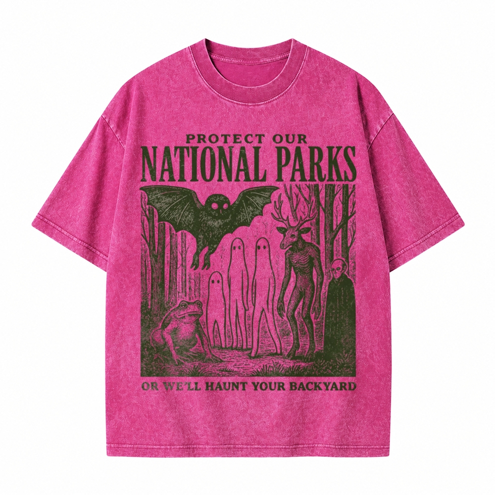 Moonnora Mothman Cryptid Alt National Park Tarot Card On Comfort Colors Washed T-Shirt