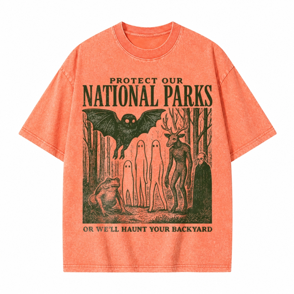 Moonnora Mothman Cryptid Alt National Park Tarot Card On Comfort Colors Washed T-Shirt