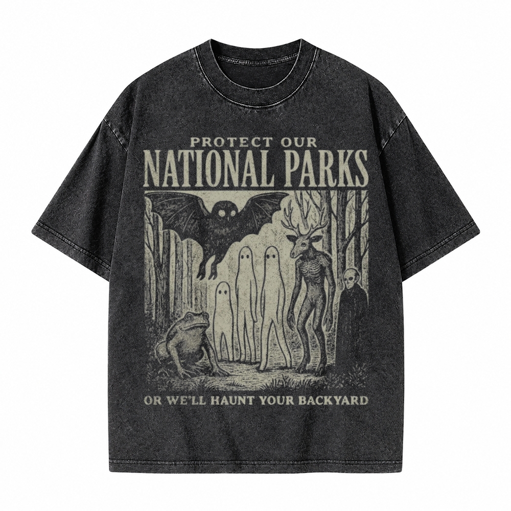 Moonnora Mothman Cryptid Alt National Park Tarot Card On Comfort Colors Washed T-Shirt