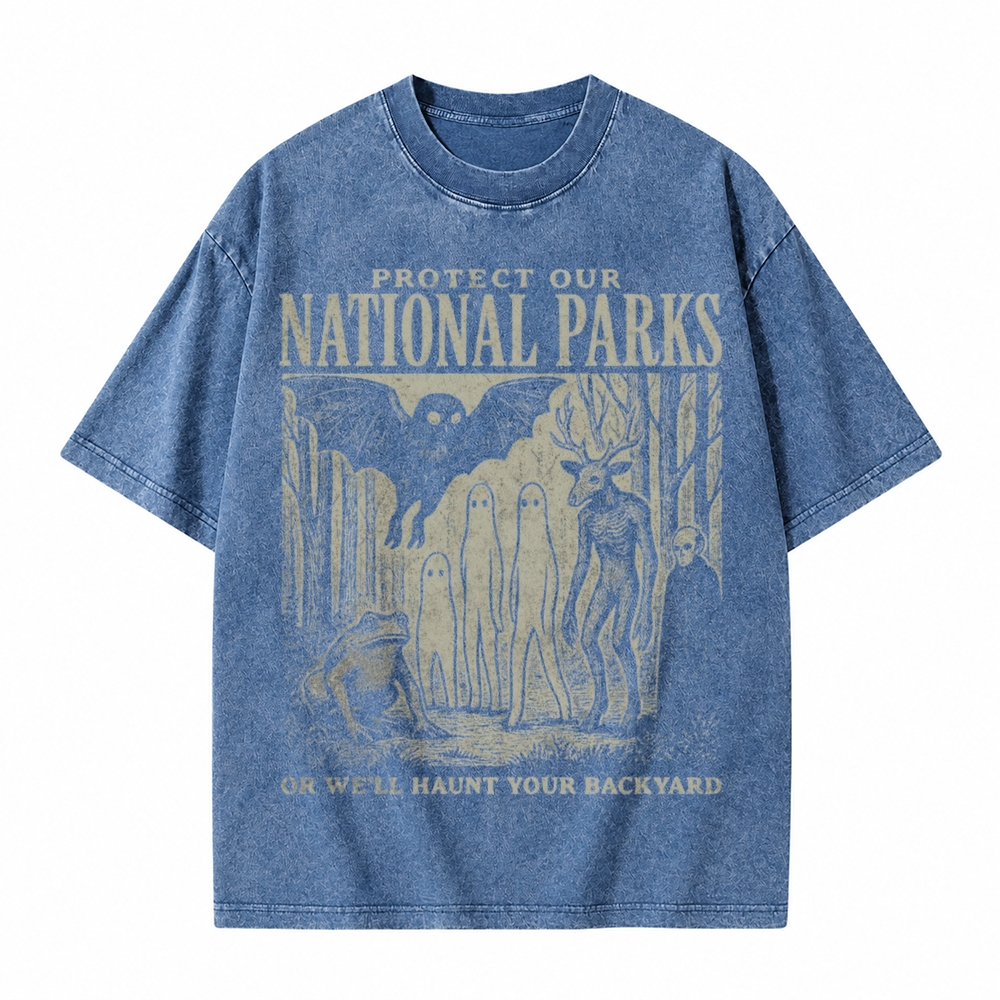 Moonnora Mothman Cryptid Alt National Park Tarot Card On Comfort Colors Washed T-Shirt