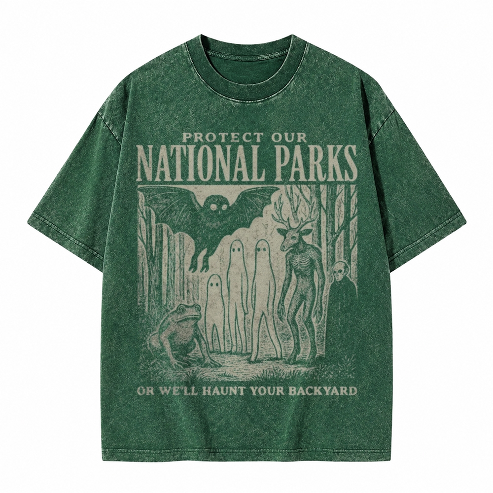 Moonnora Mothman Cryptid Alt National Park Tarot Card On Comfort Colors Washed T-Shirt