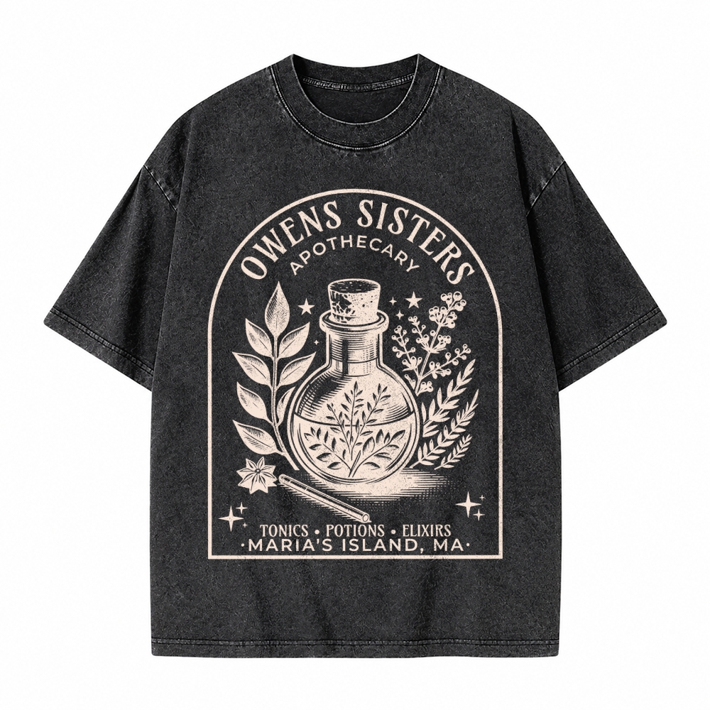 Moonnora Potion Tonic Elixirs Witchy Halloween Tarot Card On Comfort Colors Washed T-Shirt