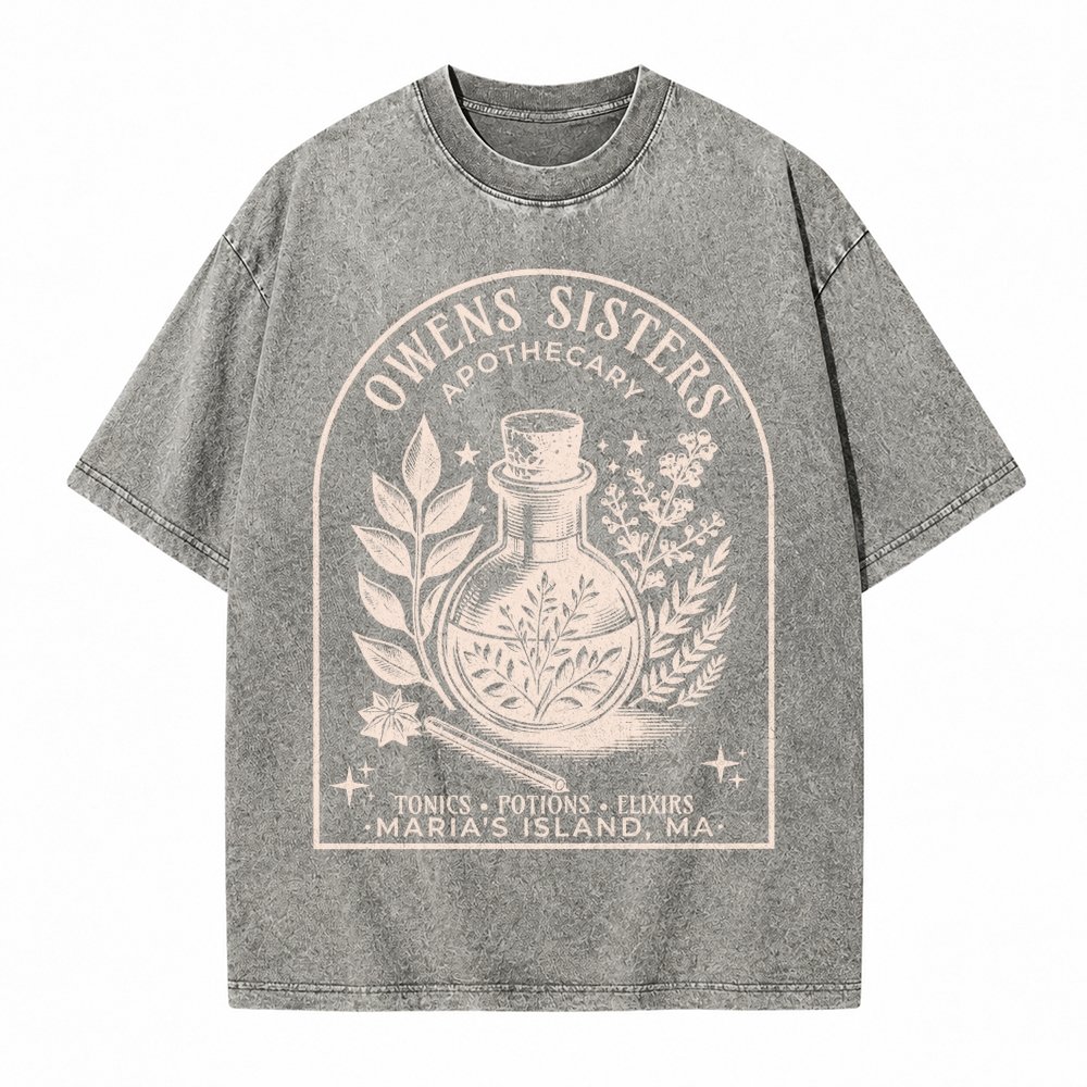 Moonnora Potion Tonic Elixirs Witchy Halloween Tarot Card On Comfort Colors Washed T-Shirt