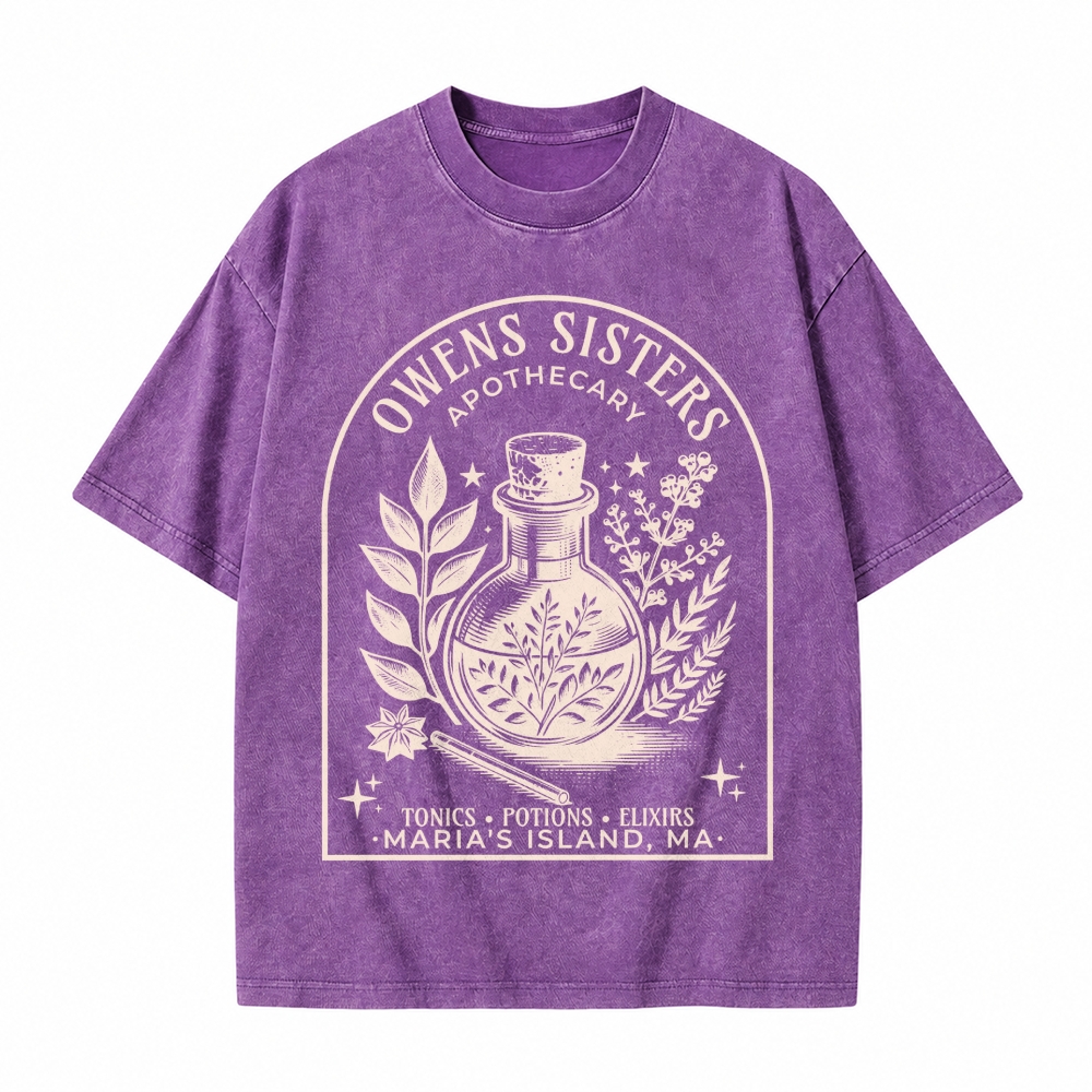 Moonnora Potion Tonic Elixirs Witchy Halloween Tarot Card On Comfort Colors Washed T-Shirt