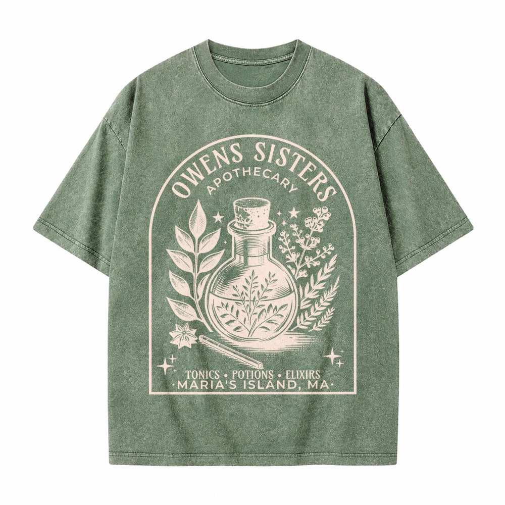 Moonnora Potion Tonic Elixirs Witchy Halloween Tarot Card On Comfort Colors Washed T-Shirt