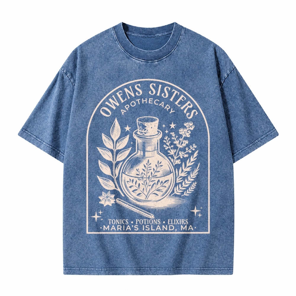 Moonnora Potion Tonic Elixirs Witchy Halloween Tarot Card On Comfort Colors Washed T-Shirt