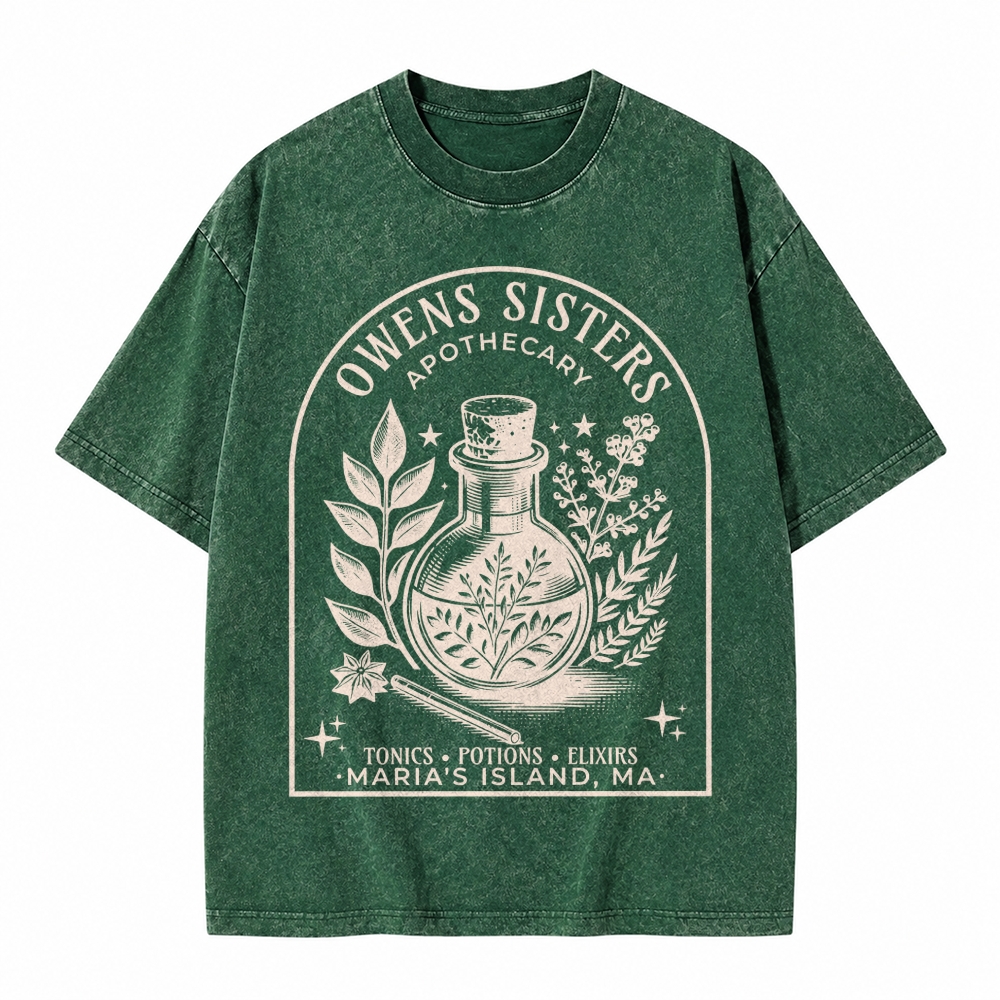 Moonnora Potion Tonic Elixirs Witchy Halloween Tarot Card On Comfort Colors Washed T-Shirt