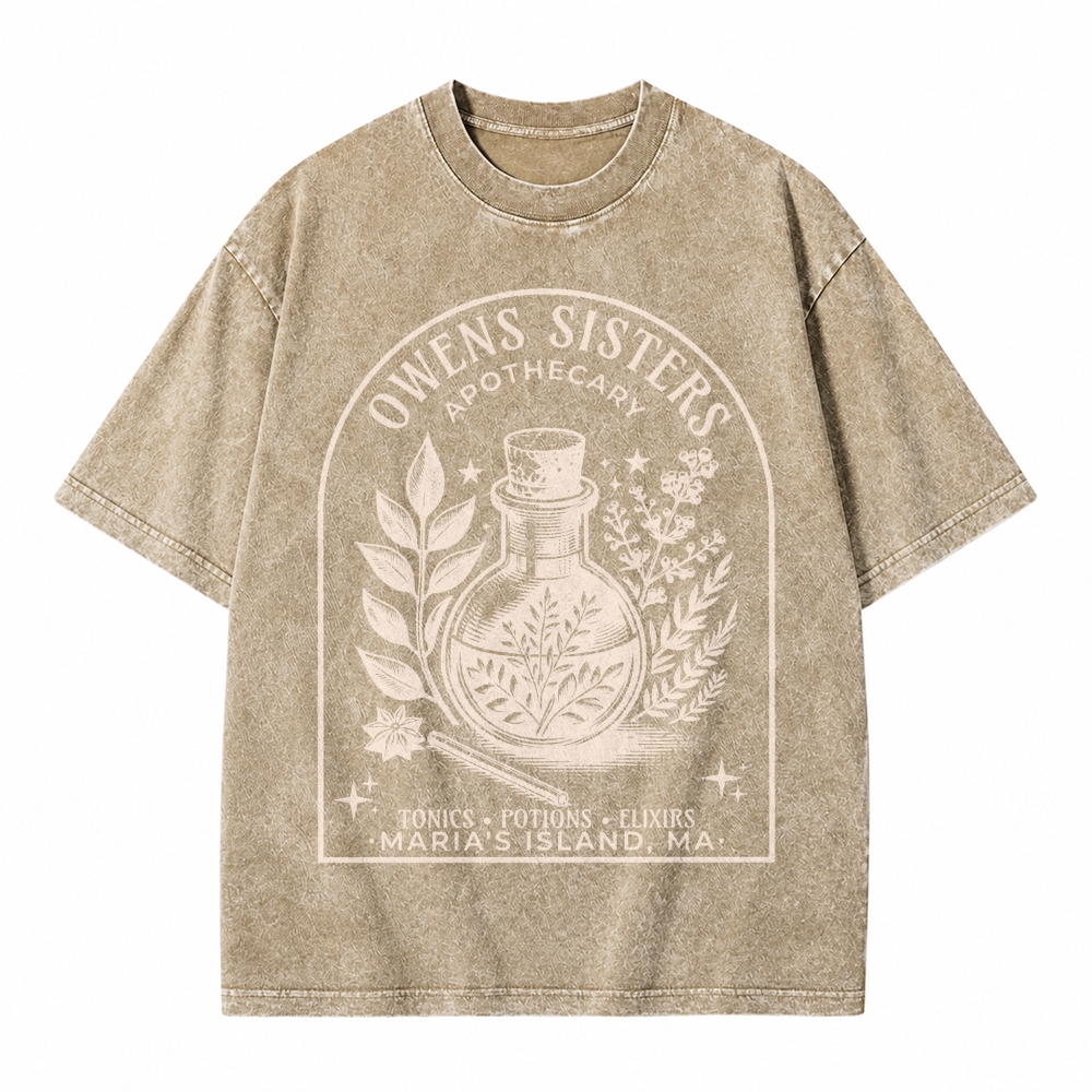 Moonnora Potion Tonic Elixirs Witchy Halloween Tarot Card On Comfort Colors Washed T-Shirt