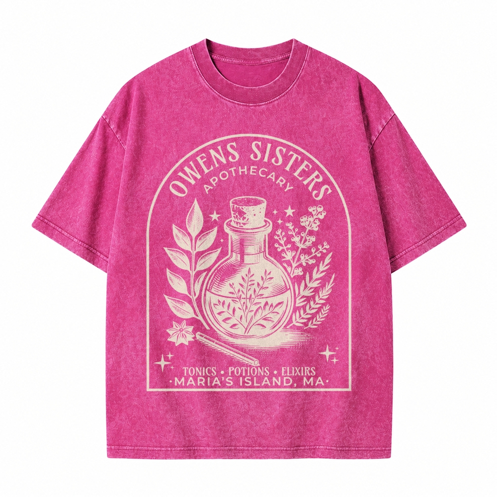 Moonnora Potion Tonic Elixirs Witchy Halloween Tarot Card On Comfort Colors Washed T-Shirt