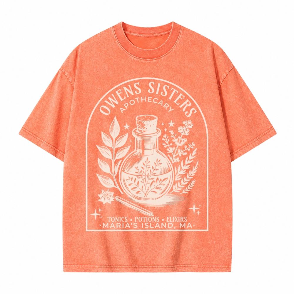 Moonnora Potion Tonic Elixirs Witchy Halloween Tarot Card On Comfort Colors Washed T-Shirt